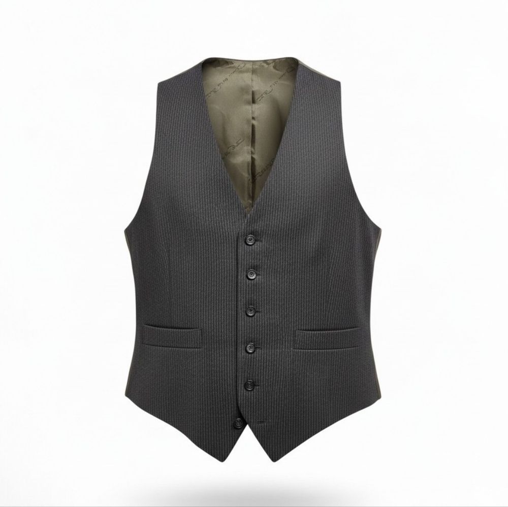 Oscar De La Renta Wool Pinstripe Dress Vest Classic Formal Waistcoat Size Med